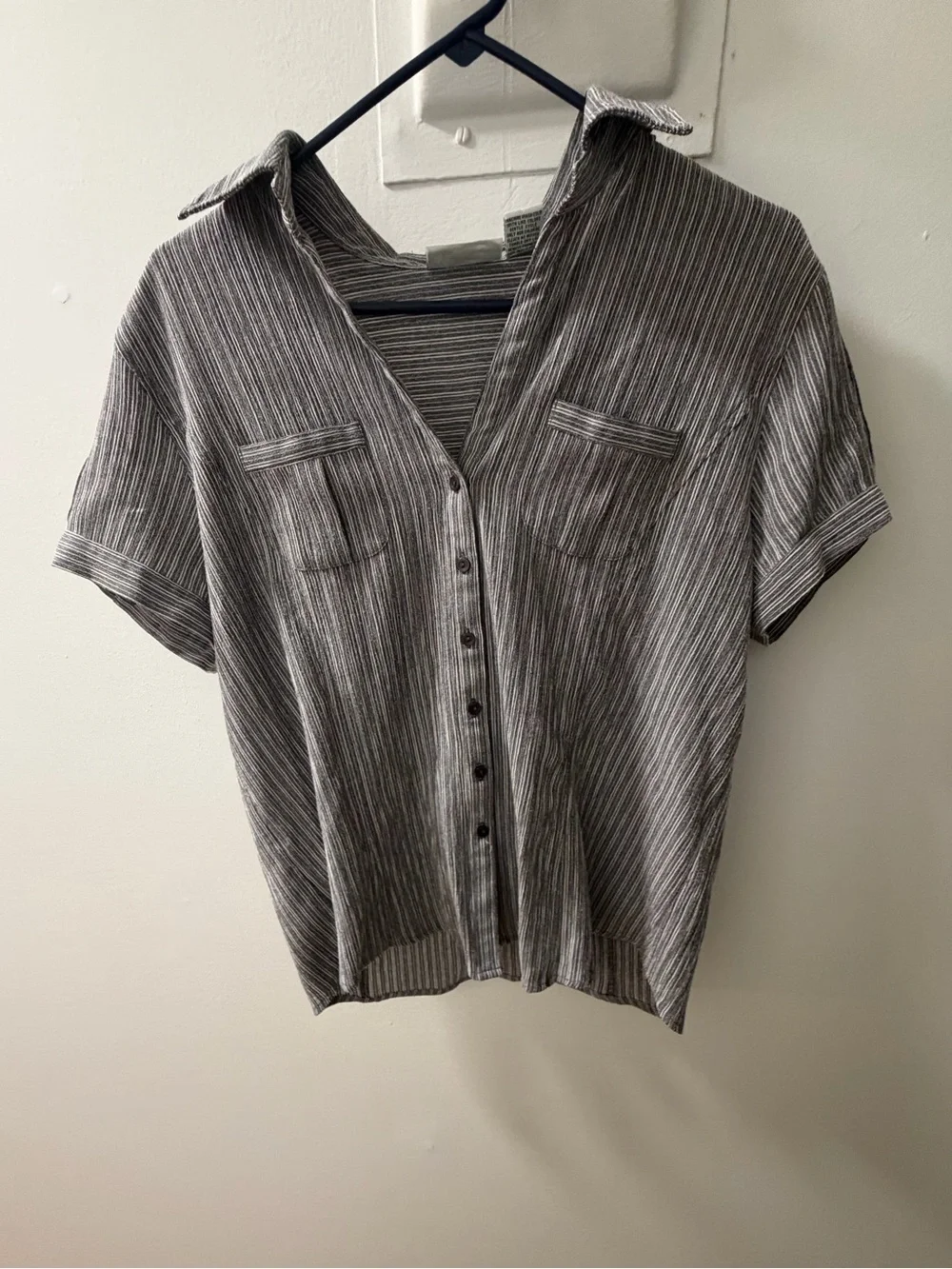Women’s Striped Button Front Blouse – Size Large